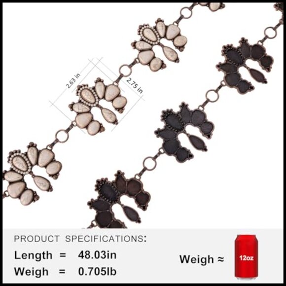 Western Concho Metal Chain Belt Adjustable Classic Chic Boho Accessory main image 4